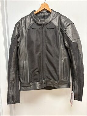 BiLT Air Demon Black Leather Mesh Motorcycle Jacket UK 38 EU 48
